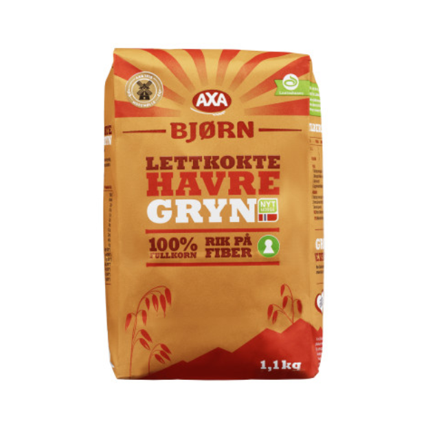 Oatmeal Quick-cooking (Havregryn Lettkokte) 1.1kg Bjørn | Oatmeal | Breakfast and Cereals, Snacks | Axa