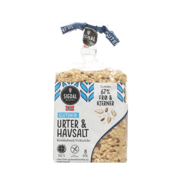 Crispbread Herbs & Sea Salt Gluten-Free 190g Sigdal (Knekkebrød Urter&Havsalt Gl.Fri ) | Crispbread | All season, Breakfast and Cereals, Snacks | Sigdal