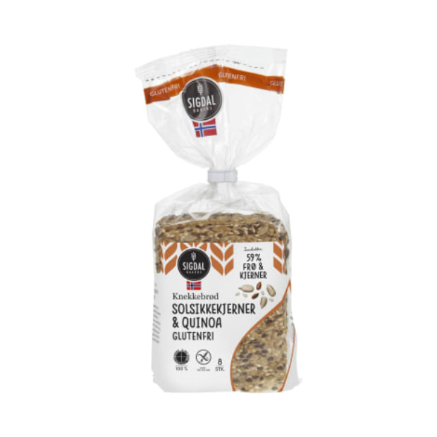 Crispbread Sunflower Gluten-Free 190g Sigdal (Knekkebrød Solsikke Gl.Fri) | Crispbread | All season, Breakfast and Cereals, Snacks | Sigdal