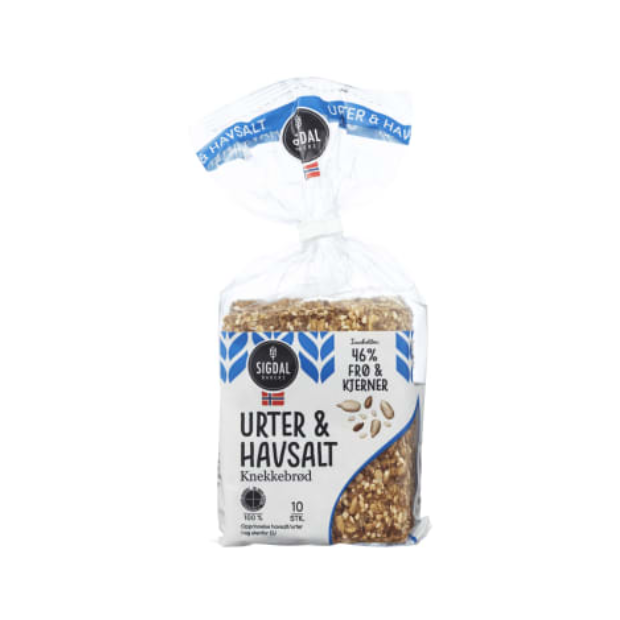 Crispbread Herbs & Sea Salt 220g Sigdal (Knekkebrød Urter&Havsalt) | Crispbread | All season, Breakfast and Cereals, Snacks | Sigdal