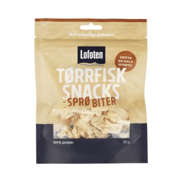Dried Fish Snack – Crunchy Bites - Tørrfisksnacks Sprø Biter 30g Lofoten
