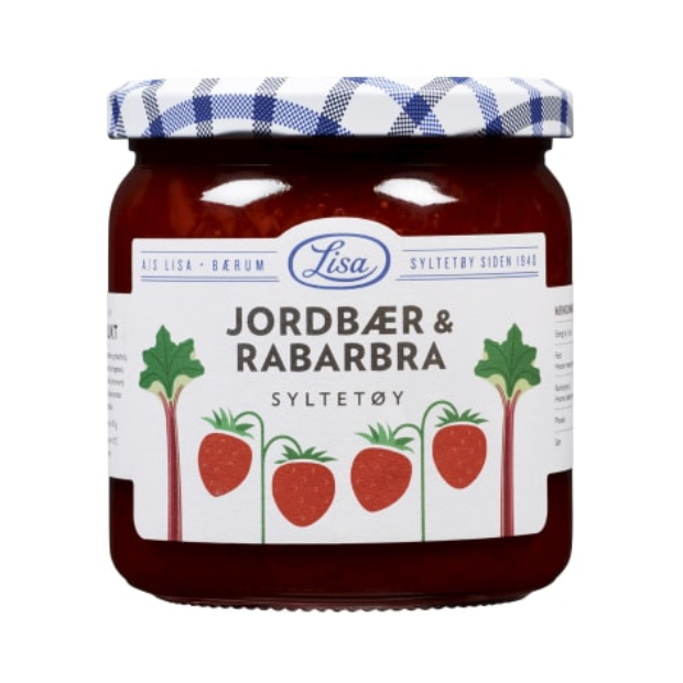 Strawberry & Rhubarb Jam - Jordbærsyltetøy m/Rabarbra 420g Lisa
