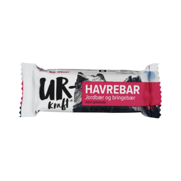 Urkraft Oat Bar Strawberry & Raspberry with Chocolate - Urkraft Havrebar Jordbær&Bringebæ m/Sjoko 40g
