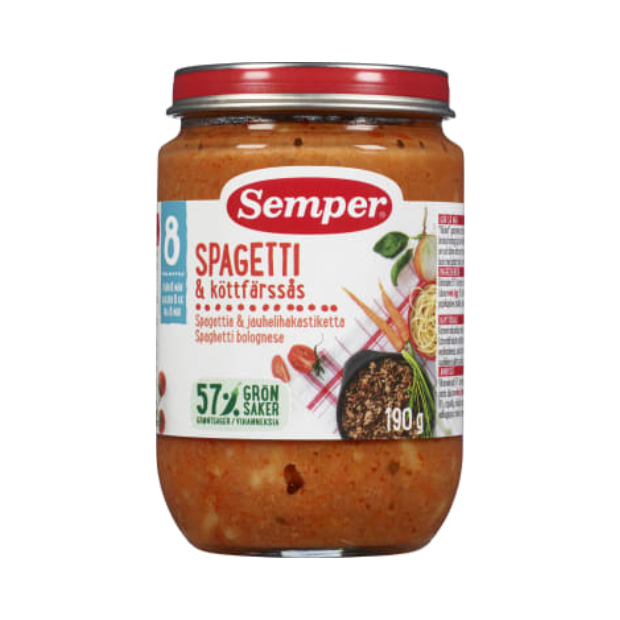 Spaghetti Bolognese 8mnd - Spaghetti Bolognese 190g Semper