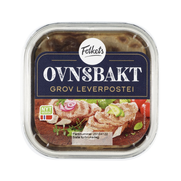 Coarse Oven Baked Liver Pâté - Leverpostei Grov Ovnsbakt 185g Folkets