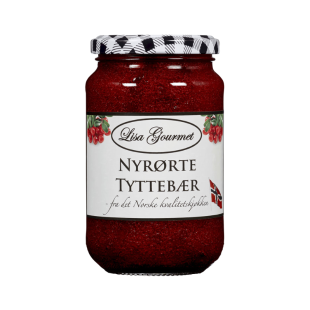Lingonberry Stirred Jam - Tyttebær Nyrørte 365g Lisa