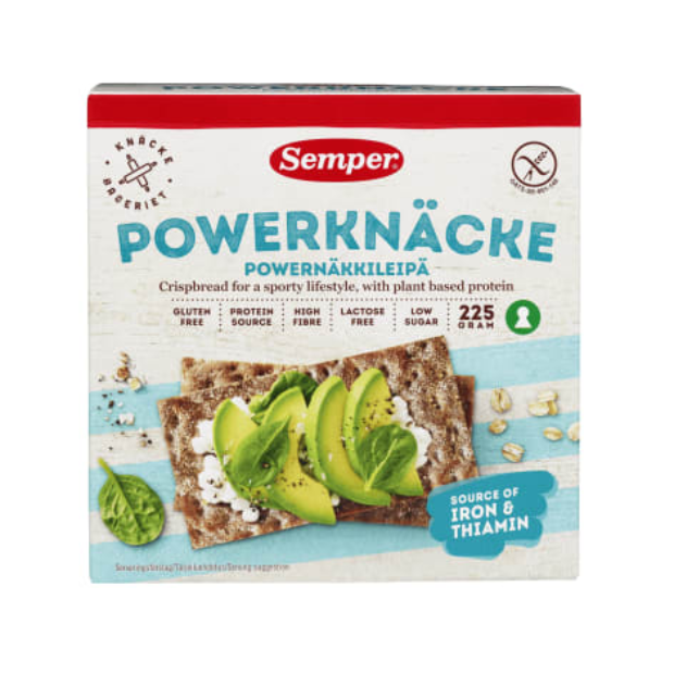 Power Crispbread Gluten-Free 225g Semper - Powerknekkebrød Gl.Fri | Crispbread | All season, breakfast, Crispbread, Gluten free, Snacks, Superdeals | Semper