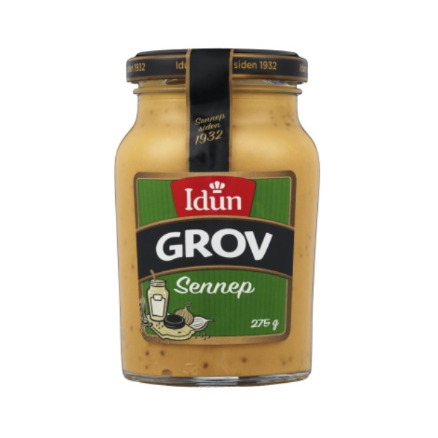 Idun Coarse Mustard - Sennep Grov 275g glass Idun