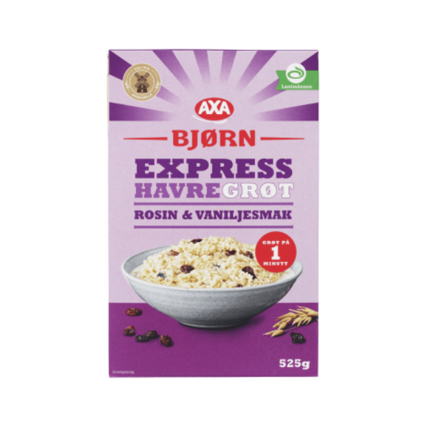 Oatmeal with Raisins & Vanilla - Havregrøt Rosin&Vanilje 525g Axa