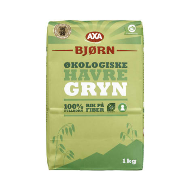 Organic Rolled Oats Quick-Cooking - Havregryn Lettkokte Økologisk 1kg Axa