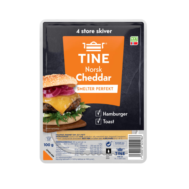 Norwegian Cheddar 4 Slices 100g Tine | Cheedar Cheese | All season, Cheddar Cheese, Cheese | Tine